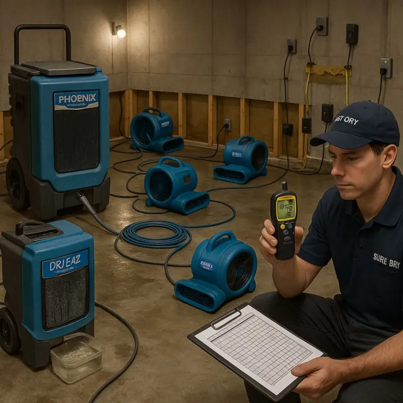 Structural Drying and Dehumidification process in Franklin Lakes, NJ